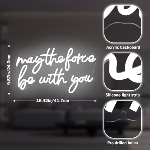 May The Force Be With You Neon Signs for Wall Decor Force Light Up Sign Game Neon Light Sign USB Power Wars Led Signs for Bedroom Wall Game Living Room Best Gifts for Kids Men Fans - Image 2