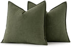 MIULEE Decorative Linen Euro Sham Pillow Covers 26x26 Dark Olive Green - Image 6