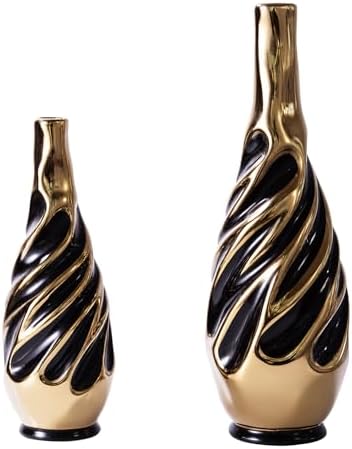 Yundu Gold with Black Vase Set of 2 by YunduHome