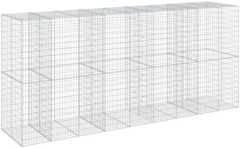 vidaXL Gabion Basket with Cover 177.2"x39.4"x78.7" Galvanized Iron - Image 7