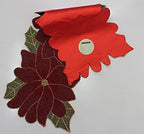 COTTON CRAFT Christmas Beaded Table Runner -13x36 inch Poinsettia Red Green - Image 6