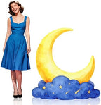 Large Crescent Moon Cardboard Cutout Decorations 3.3 Ft Moon Stand Up Backdrop Blue Gold Starry Night Party Photo Props for Birthday Wedding Eid Mubarak Homecoming Movie Night Baby Shower by Unknown