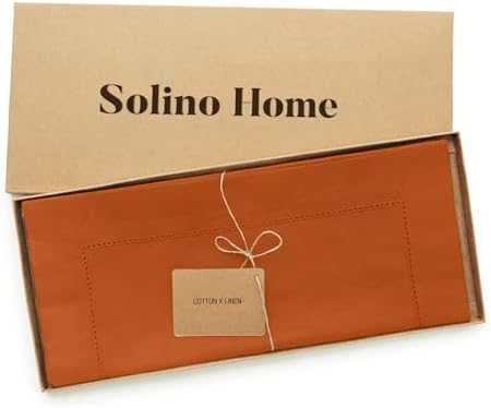 Solino Home Cotton Linen Table Runner Cinnamon Hemstitch, 14 x 72 in - Image 4