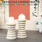 Travertine Marble Candlestick Holders - Set of 2 Stone Candle Sticks Holder Decor, Decorative Modern Candle Stands Multi-Purpose for Taper/Pillar/Tealight/Scented Candles - Image 5