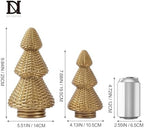 DN DECONATION Gold Christmas Tree Figurines, Natural Rattan Style Decor - Image 3