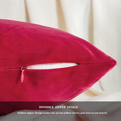 GIGIZAZA Decorative Throw Pillow Covers 18 x 18, Red Soft Pillow Covers Velvet,Set of 4 Decor Square Cushion Covers - Image 4