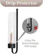 Sziqiqi Black Wall Candle Holders: Metal Candle Sconces for Taper Set of 2 - Image 6