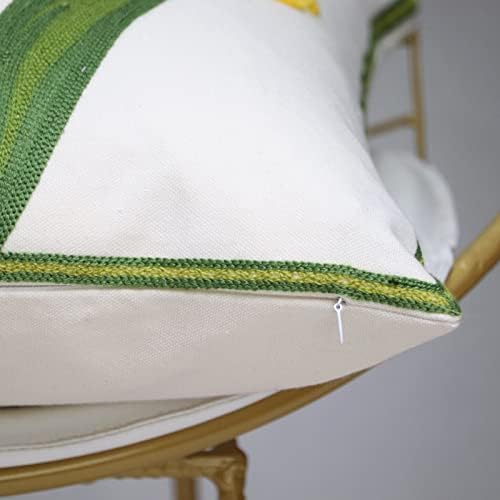 Pack of 2 Embroidered Decorative Throw Pillow Cover 18x18 Inch Farmhouse Floral Pillowcase for Living Room Sofa Bed (Yellow Tulip) - Image 6