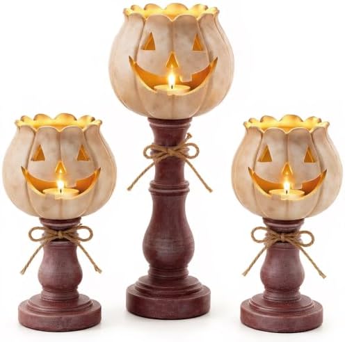 3PCS Pumpkin Tealight Candle Holder Set, Fall Decor, Halloween Party by Unknown