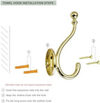 AVICCI 5 Pack Coat Hooks Polished Gold Coat Hook,Heavy Duty Hooks Decorative Wall Hooks for Bathroom Bedroom Kitchen Towel Robe Clothes Cabinet Closet Bathroom Hardware - Image 3