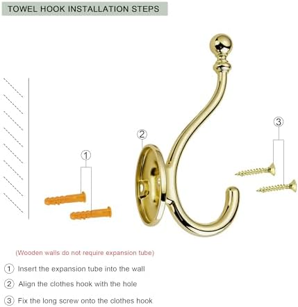 AVICCI 5 Pack Coat Hooks Champagne Bronze Coat Hook,Heavy Duty Hooks Decorative Wall Hooks for Bathroom Bedroom Kitchen Towel Robe Clothes Cabinet Closet Bathroom Hardware - Image 5