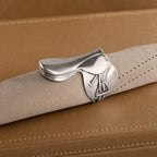 Vagabond House Pewter English Horse Saddle Napkin Ring - Equestrian Table Decor - 2.75" L x 2.5" H - Image 3