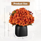 Briful Autumn Hydrangea Artificial Flowers in Black Square Ceramic Pot, Burnt Orange Silk Hydrangea Flowers Realistic Potted Fake Flowers with Berries for Home Decor Indoor Wedding Table Centerpieces - Image 2