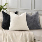 decorUhome Textured Chenille Throw Pillow Covers 12x20 Set of 2 Cream White - Image 5