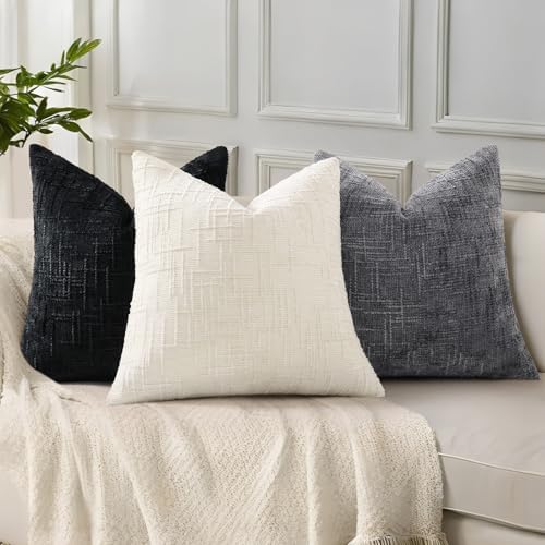 decorUhome Textured Chenille Throw Pillow Covers 12x20 Set of 2 Cream White - Image 5
