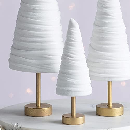 Light Ivory Velvet Trees Pedestal Set of 3, Classic Mantel Home Decor, Winter White Holiday Table, Valentine Tree, Office Bookcase, Cozy Bookshelf (Light Ivory) - Image 3