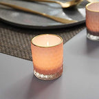 SHMILMH Pink Votive Candle Holders Set of 24, Pink Christmas Table Centerpiece Glass Tealight Holders Bulk with Gold Rim, Tea Candle Holder for Birthday Wedding Decor - Image 4