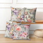 Colorful Floral Throw Pillow Covers 22''x22'' Set of 4, Vintage Flowers Pillow Cases Decorative Spring Roses Cushion Covers for Couch Sofa Bedroom Farmhouse Livingroom Garden Patio Car - Image 4