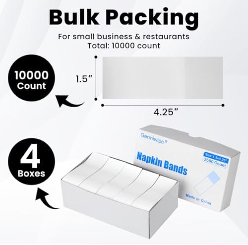 Germiwipe White Napkin Bands Self‑Adhesive, Pack of 10,000 - Image 3