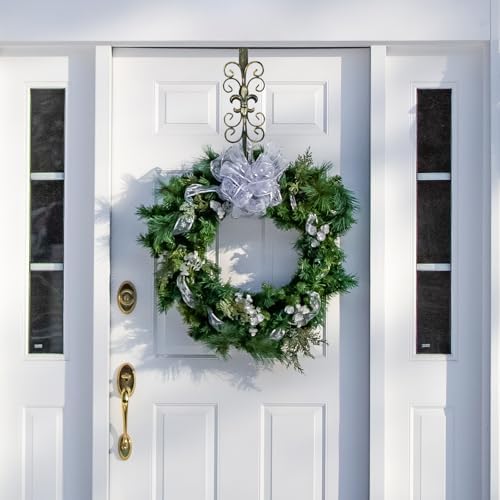 Golden Wreath Hangers for Front Door, Vintage Metal Wreath Hanger, 15.5" Elegant Door Hanger, Door Wreath Hanger for Easter Christmas Halloween Fall Decoration, Welcome Sign Wreath Hangers for Door - Image 3