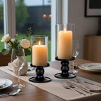 NITIME 4Pcs Hurricane Candle Holder for Pillar Candles, Black Candle Holders with Clear Glass Sleeve for Table Centerpieces,Pillar Candle Holders for Home Decor, Wedding, Holiday and Party Decor - Image 3