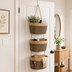 Novabright 3-Tier Hanging Basket Wall Mounted Woven Organizer, Boho Storage by Unknown