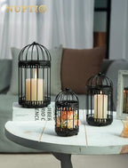 NUPTIO Black Decorative Bird Cage, Birdcage Lantern for Pillar Candles - Image 4