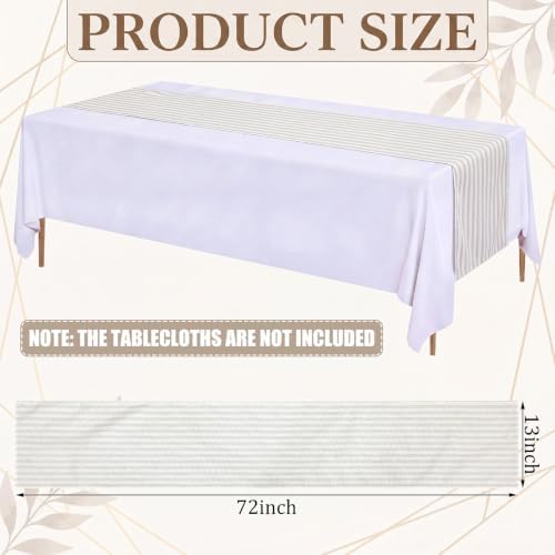 6 Pcs Beige and White Stripe Table Runner, 13 x 72 Inch - Image 2