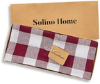 Solino Home 100% Linen Table Runner, 14 x 144 in, Burgundy and White Check - Image 5