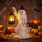 Capoda 8" Halloween Ghost Statue Decor with Solar Lights Resin Table Decor by Capoda