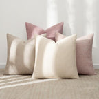 MIULEE Soft Decorative Chenille Pillow Covers Light Pink 18x18 Pack of 4 - Image 3