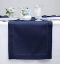 Solino Home 100% Pure Linen Table Runner Navy Hemstitch, 14 x 108 in by SolinoHome