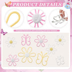 Wesiti 9 Pcs Boho Nursery Decor 3 Size Daisy Flower and Butterflies Woven Macrame Wall Hanging for Home Nursery Bedroom Dorm Wall Art (Bright Color) - Image 3