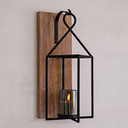 Homemory Wall Candle Sconce, Wood Rustic Candle Holder Decorative Candle Lantern with Glass Holder, Wall Decorations for Living Room, Dining Room - Image 3