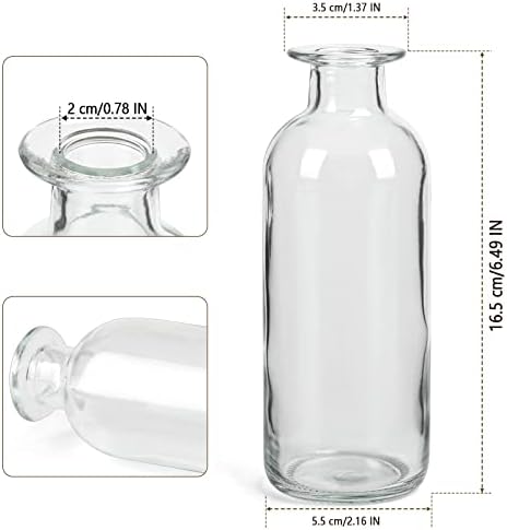 Clear Glass Bud Vase, 20 Pack 8 Oz Living Bud Vases, Small Vases for Flowers, Decorative Amber Bottles for Table Centerpiece, Home Decor, Office, Wedding Reception, Vintage Style - Image 3