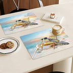 Sea Turtle Placemats Set of 6, 12x18 Inch Beach Coastal Table Place Mat Rustic Funny Turtle Washable Non-Slip Heat Resistant Fabric Placement Mats for Dining Kitchen Indoor Outdoor Decor - Image 2