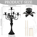 20''Tall Crystal Pendant Taper Candle Holders/Stylish Candle Stands/Candlesticks Holder/Candelabra for Home Decor, Weddings/Parties/Elegant Dining Table Centerpiece (4, Black) - Image 4