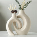 Levvohd Snuggle Hollow Ceramic Vase Set of 2 for Modern Nordic Home Decor by 100hand-madeworks
