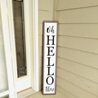 Oh Hello There Outdoor Welcome Sign, 45"X9", Wood White - Image 6
