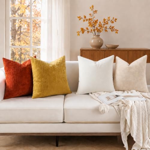 decorUhome Soft Chenille Beige Throw Pillow Covers 22X22 Set of 2 - Image 4