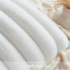 Faux Fur Decorative Throw Pillow Covers 20x20 Set of 2, White - Image 5