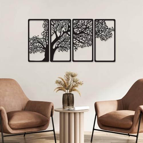 YATEASLU 4 Quls Islamic Wall Art Set - Metal Arabic Calligraphy Decor by YATEASLU