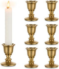 Vintage Candlestick Candle Holders Brass - Romadedi Taper Gold Candle Stick Victorian Style for Table Centerpiece Wedding Reception Festive Christmas Mantel Decoration or Home Decor Set of 6 by ROMADEDI