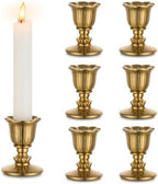 Vintage Candlestick Candle Holders Brass - Romadedi Taper Gold Candle Stick Victorian Style for Table Centerpiece Wedding Reception Festive Christmas Mantel Decoration or Home Decor Set of 6 by ROMADEDI