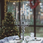 20.3'' Tall 5 Arm Candle Holder Centerpiece for Table, Metal Candelabra Candle Holder, Retro Candlestick Table Centerpieces for Party, Events, Home, Wedding Decor (1Pc, Silver) - Image 5