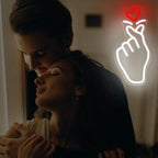 Finger Heart Neon Sign 16.8x7.9in LED Wall Light USB Powered Dimmable - Image 2