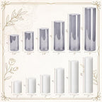 Shihanee 6 Glass Cylinder Vase Pillar Candle,White, Smoky Black,Set of 6 - Image 2