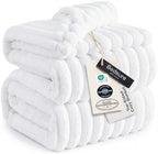 Bedsure Soft Cal King Size Blanket for Bed Bright White 102"x96" by BEDSURE