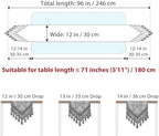 kilofly Elegant Floral Brocade Jacquard Table Runner Tassels (96 x 12 inches) - Image 2