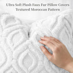 decorUhome Faux Fur Plush Soft White Throw Pillow Covers 26x26 Set of 2 - Image 2